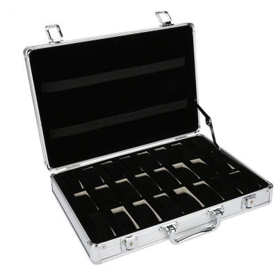 Boîte à montre en aluminium grise avec 24 emplacements Limenia™