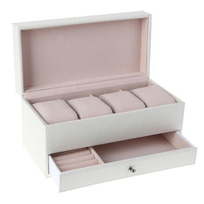 Boite à montre en cuir 4 emplacements + bijoux Limenia™
