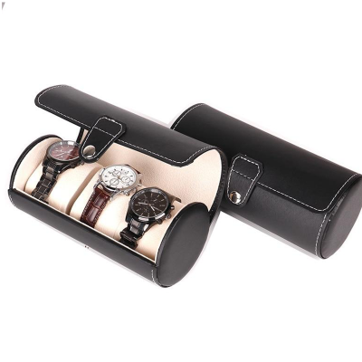 Etui de voyage à montre en similicuir noir 3 emplacements Limenia™