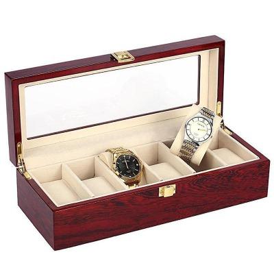 Boîte à montre en bois bordeaux 6 emplacements Limenia™ 200000130 Limenia