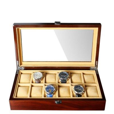 Boîte à montre en bois or & rouge 12 emplacements Limenia™ 200000130 Limenia