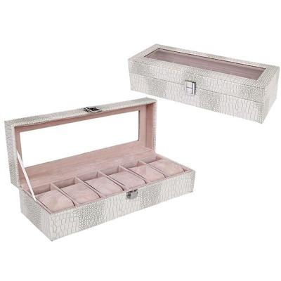 Boîte à montre en cuir croco gris 6 emplacements Limenia™ Limenia
