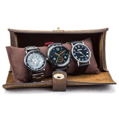 Etui à montre de voyage rétro en cuir de vache à 3 emplacement Limenia™ 200001619 Limenia