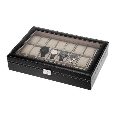 Boîte à montre en cuir noir 24 emplacements Limenia™