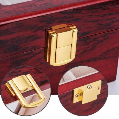Boîte à montre en bois or & rouge 6 emplacements Limenia™