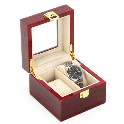 Boîte à montre en bois rouge & or double Limenia™