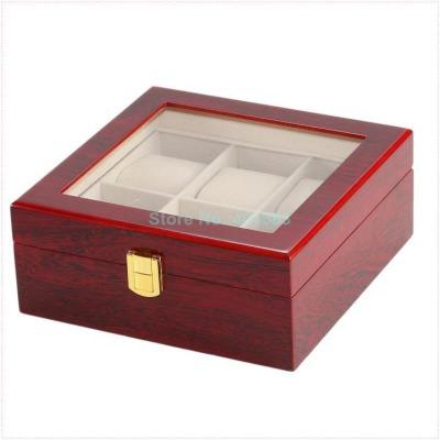 Boîte à montre en bois rouge 6 emplacements Limenia™ Limenia